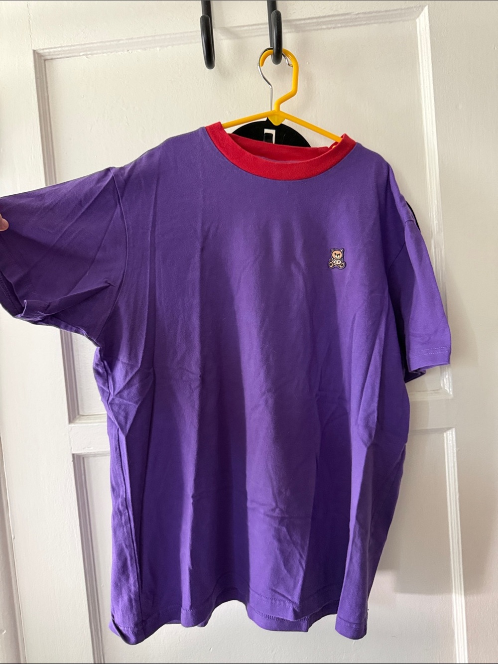 Teddy Fresh Purple Crewneck Tee with Red Trim and TED Patch 100% Cotton